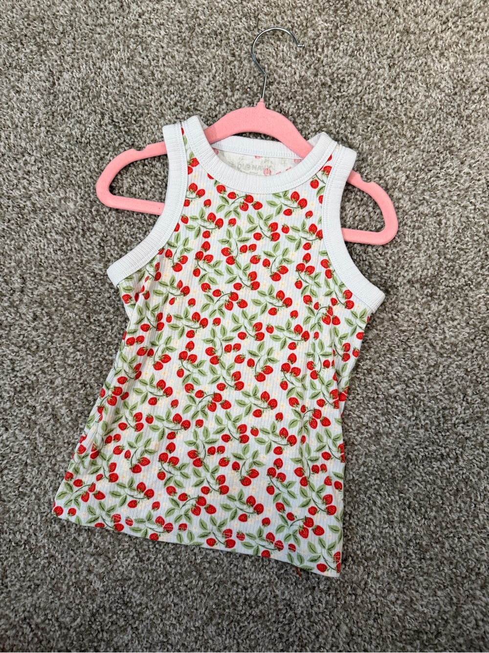 Old Navy White Tank Top with Red Cherry Print